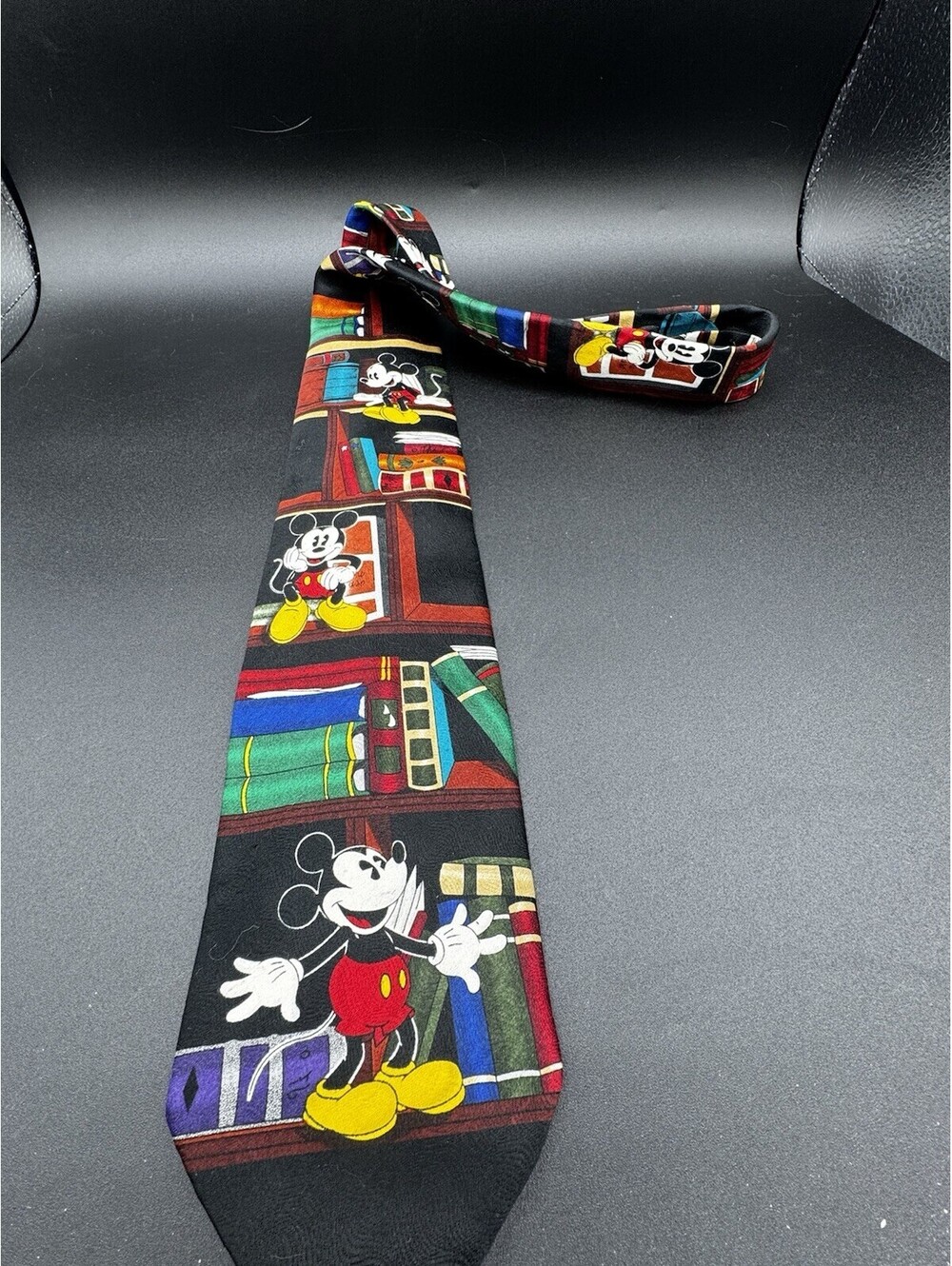 Vintage Mickey Unlimited Mickey Mouse Library Books Tie Korea Disney 90s Novelty